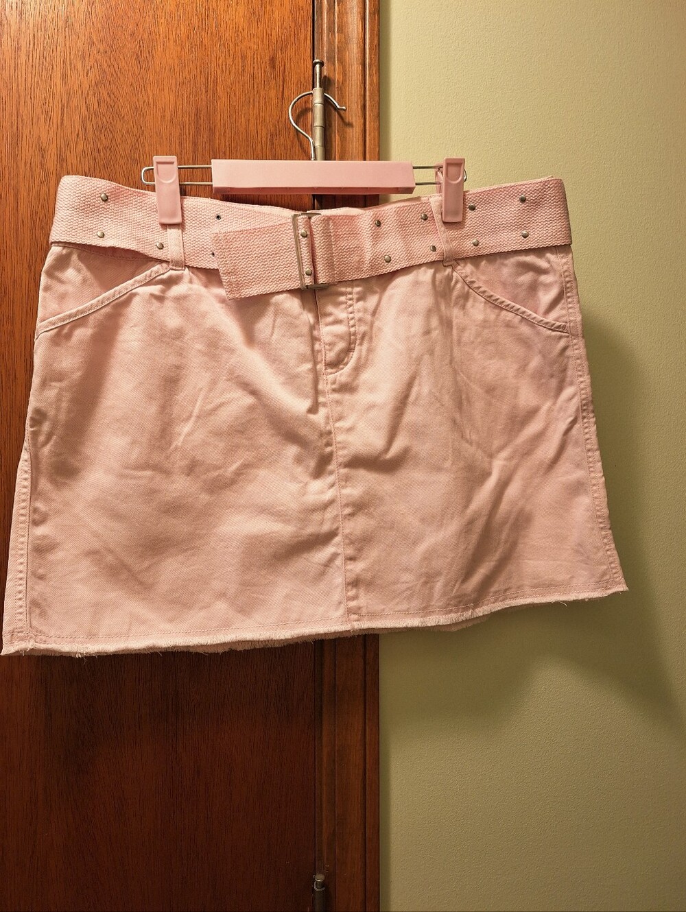 Final Price* Route 66 Vintage Rare Pink Belted Cotton Mini Skirt Women Size 14.